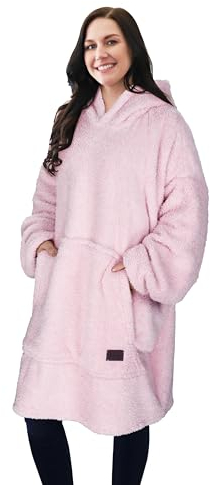 Catalonia Classy Übergroße Sherpa Hoodie Decke, Flauschige Warme Oversized Kuscheldecke mit Ärmeln und Kapuze, Tragbare Decke zum Anziehen als Geschenkidee für Damen Herren
