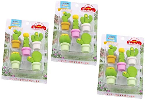 MAGICLULU 15 Stück Cartoon Radiergummi Kaktus Design Weiches Gummi Bunt Gemischt Für Schule Büro Kinder