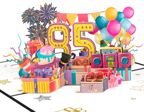 GREETING ART Pop Up Karte 85. Ggeburtstag,Geburtstagskarte 85. Geburtstag,Geburtstagskarte 85 jahre,Geburtstagskarte zum 85,Geburtstagskarten für Frauen Mann
