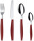 Hunnycook Stainless Steel red Cutlery Set 16 Pieces,PP Plastic Handles for Comfortable Grip -4 Knives, 4 Forks, 4 Spoons, 4 Teaspoons, Dishwasher Safe Cutlery Set for 4