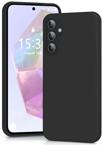 YATWIN Coque pour Samsung Galaxy A35, Housse en Silicone Doux avec Découpes Précises pour Caméra, Design Ultra Mince, Protection 360° à Bords Surélevés - Noir