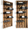 FLEXISTYLE Weinregale aus Holz flaschengestell schwarz Wand für die Wand wandmontage küche Metall Holz 40 cm breit groß (98x40 4 Flaschen & Gläser)