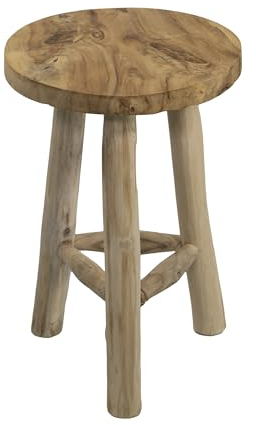 mgc24 Sgabello in teak – stabile supporto per fiori a 3 gambe in legno massiccio, realizzato a mano in vero legno, versatile e facile da pulire, premontato, perfetto per soggiorno, giardino,