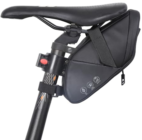 SPORHOURS satteltaschen für Fahrrad, wasserdichte Fahrrad satteltasche, reflektierende Fahrradsatteltasche Untersitz Umschnalltasche für Mountainbikes, MTB, Rennräder, Schwarz