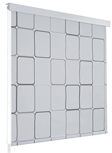 Chaduof Duschrollo, Spritzschutz Für Badewanne, Duschvorhang Badewanne, Badewanne Vorhang, Duschvorhang Rollo, 140 x 240 cm Quadratmuster