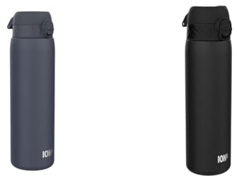 Ion8 1 Liter Edelstahl Trinkflasche, Auslaufsicher, Einhandöffnung & Stahl-Trinkflasche, 600 ml, Auslaufsicher, Einhandöffnung