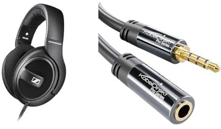 Sennheiser HD 569 Around-Ear Closed Back Headphones - Black & Headset extension lead/extension cable with break-proof metal plug – 5m