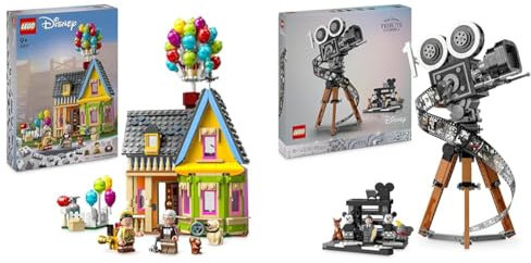 LEGO Disney Gemeinsam Bauen-Bundle - Enthält Disney und Pixar Carls Haus aus „Oben“ (43217) und Kamera – Hommage an Walt Disney (43230) Bausets - Kreatives Geschenk für Fans
