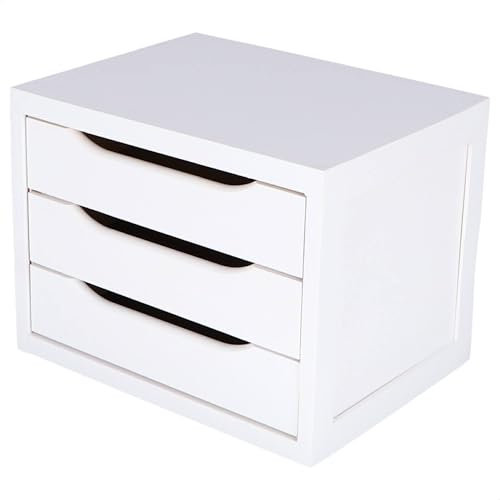 WELL HOME - Cajonera de madera con 3 cajones color Blanco