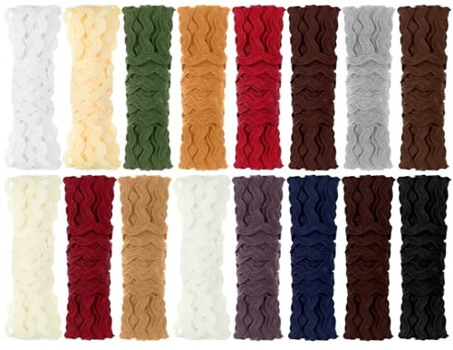 Chuangdi Buntes Wellenband mit Fransenbordüre, Rickrack zum Nähen, Stoff, Kleid, DIY, mehrfarbig, Blumenherstellung, Basteln, Zuhause, Hochzeit, Party, Zubehör, Erdton, 80 Meter