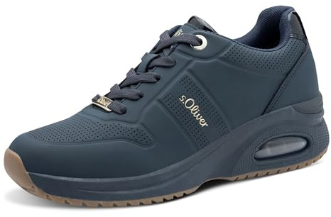 s.Oliver Damen Sneaker flach Sportlich Low Top, Blau (Navy), 41 EU