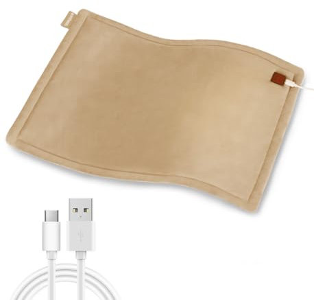 Comfheat USB Heizkissen, 5V Heizkissen zur Schmerzlinderung, 3 Heizstufen & automatische Abschaltung, Wärmetherapie zur Schmerzlinderung bei Bauchkrämpfen (40 x 30 CM) (nicht aufladbar) Khaki