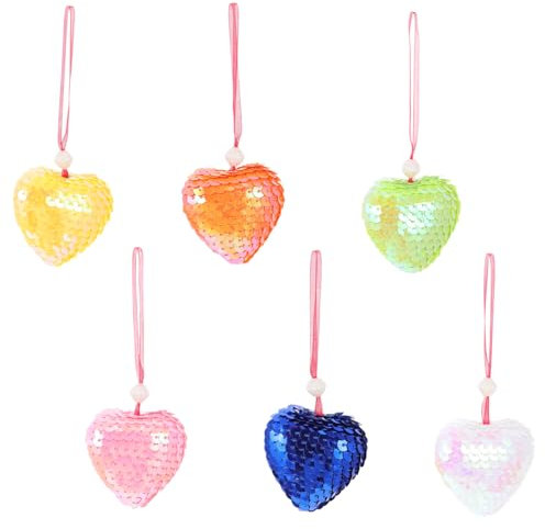 PRETYZOOM 6 Stück Herz Pailletten Anhänger Glitzerndes Herz Sonnenbrille Nagel Charms Rave Zubehör Party Brillenband Neon Party Tanz Dekorationen Girlande Mit Liebesanhängern