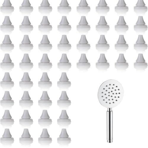Lot de 50 buses de pommeau de douche en silicone, gris clair, accessoires de bec amovibles sûrs et pratiques, clous de douche en silicone faciles à installer, adaptés pour les pommeaux de douche fixes
