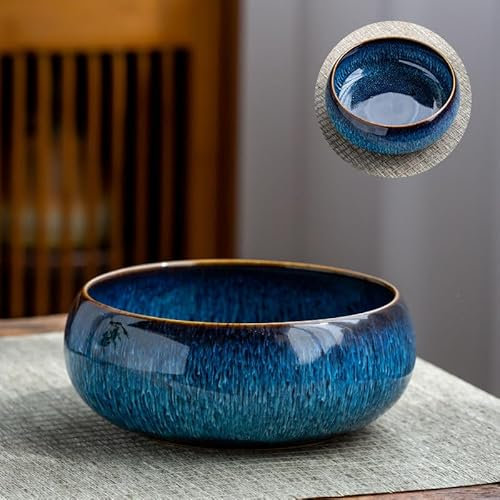 Grand bol à bonsaï en céramique pour culture hydroponique - Design rétro - Parfait pour le lotus et les plantes grasses (brossé)