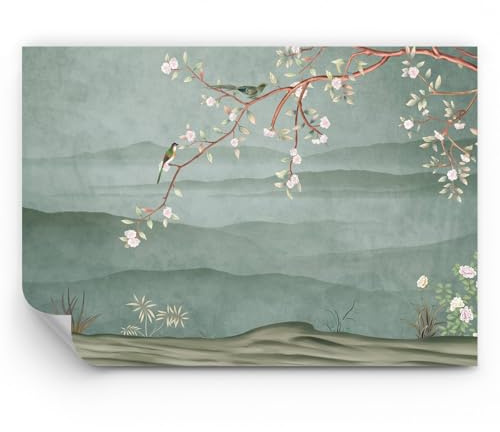 ARTTOR Fotomural 350x256 cm Papel Pintado Botánica Flores - 5495 - WF1 | Pasteles Pájaros Standard Papel pintado de papel no tejido Decoración de Pared Mural de Pared Salón Dormitorio Moderno ARTTOR