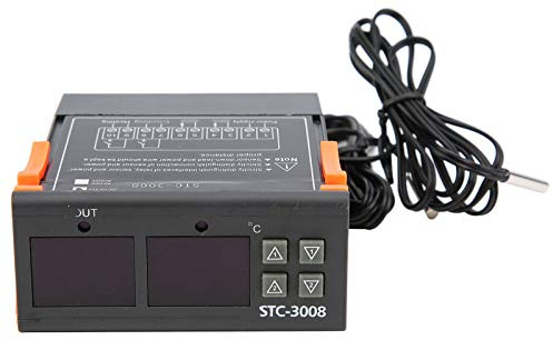 Aramox Digitale Thermostat mit Dual -Display, Flammhemmungsmittel -ABS Schale, Empfindlicher und Genauer Sonden, Doppeltemperaturkontrolle, für Landwirtschaftliche Farm, Kühlschrank, Gewächshaus,
