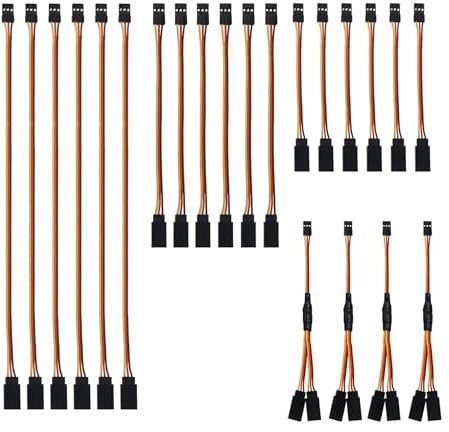 HAXIHA 22 Stück RC Servokabel Verlängerungskabel,Y Servo Extension 3 pin JR Stecker für Fernbedienung Flugzeug,JR Servo Cable 5 Sizes (10cm,15cm,30cm,1 to 2 Y cable 15 cm)