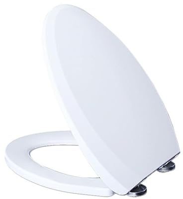V Form Toilettendeckel, WC Sitz mit Absenkautomatik, Toilettensitz Klodeckel Klobrille WC Deckel mit Quick Release Funktion für Einfache Montage & Reinigung, PP, Weiß, 01G, 45.5x38.5cm