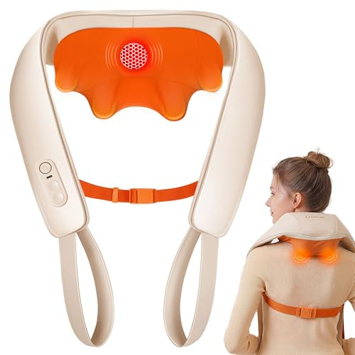 KNQZE® Shiatsu Massagegerät 4D, 2026 Kabellos Nackenmassagegerät mit Wärme, Verbesserte Graphenheizung, 4D Shiatsu Tief knetende Nackenmassage für Nacken, Schulter, Rücken, Geschenke für Männer, Beige | Verbesserte Graphenheizung, 4D Shiatsu Tief knetende Nackenmassage für Nacken, Schulter, Rücken, Geschenke für Männer, Beige