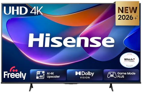 Hisense 50 50A6STUK 4K Ultra HD AI Smart TV with Freely, Netflix, Disney+ and YouTube - AI 4K Upscaler, AI Smooth Motion, Game Mode Plus, Dolby Vision, Voice Control, DTS Virtual: X, Filmmaker Mode