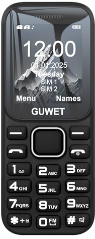 Guwet A2 2G Mobile Seniorenhandy ohne Vertrag, Großkapazitätsakku, Lange Standby-Zeit, Dual SIM mit Notruftaste, Rentner Handy große Tasten, Schwarz
