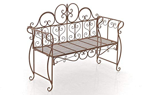 DELUKE Gartenbank LENAR Metall Braun 128x46x94 cm | Metallbank Garten 2 Seitzer Bank Terrasse Vintage Antik Gartenbank