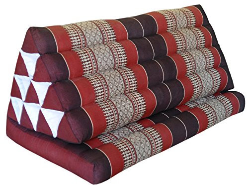 Wilai Kapok Thaikissen Dreieck XXL mit 1 Auflage (82316 - weinrot/rot)