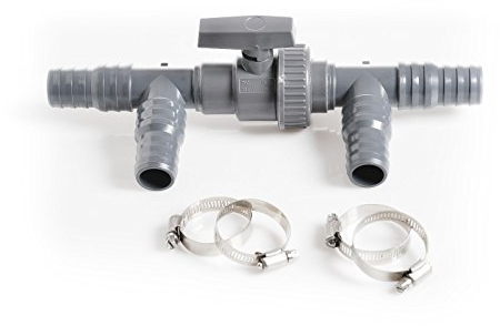 Poolomio Bypass Ventil, 3-Wege-Ventil und T-Stück in einem, ideal zum Anschluss an die Solarheizung, geeignet für Pool-Schläuche mit Ø 32 mm und 38 mm