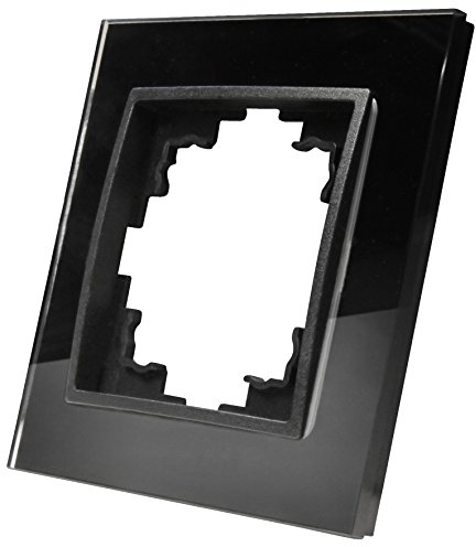 McPower Flair Cadre en verre - 1 prise, noir - Cadre simple au design moderne en verre de qualité supérieure - Idéal comme cadre d'interrupteur et de prise - 90 x 90 mm - Intérieur : 56 mm -