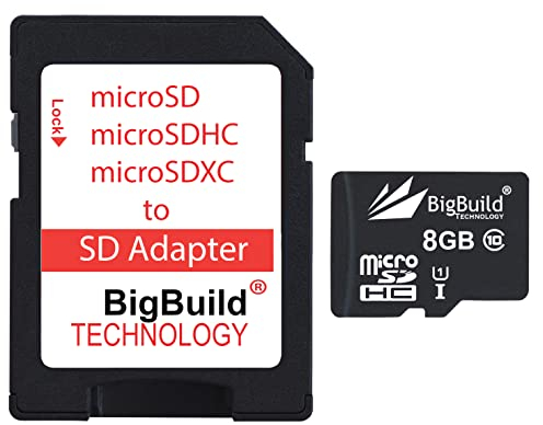 BigBuild Technology 8Go Ultra Rapide Class 10 80Mo/s MicroSD SDHC Carte mémoire pour Tomtom Start 42 Navigator, Adaptateur SD Inclus