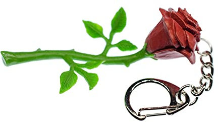 Miniblings Red Rose Fleurs de Jardin de Fleurs d'amour de Valentine - Bijoux Faits Main de Mode I I Pendentif Porte-clé Porte-clés Porte-Clef