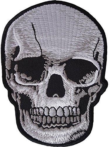 Skull Iron On Patch Sew On Mens Womens Boys Girls Kids Clothes Embroidered Badge