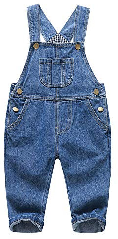 KIDSCOOL SPACE Salopette di Jeans per Neonato e Ragazza,Abbigliamento da Lavoro Carino in Denim per Bambini,Azzurro,12-18 Mesi