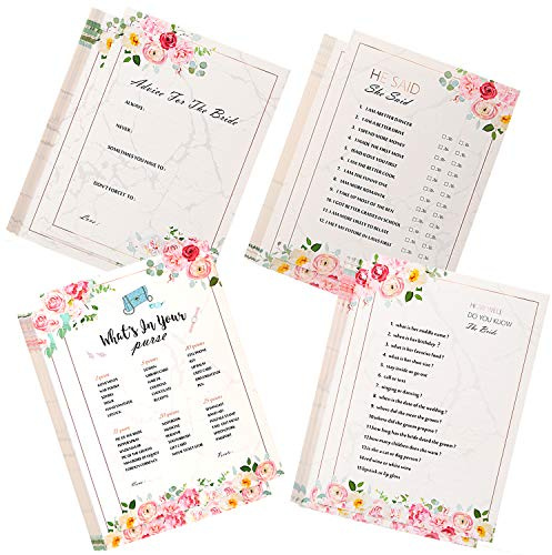 HOWAF 40 x Hen Night Party Games, Advice For The Bride Cards, How Well do You Know the Bride, 4 Games, for hen do or bridal shower with the bride to be, Pink, 5 x 7 Inches