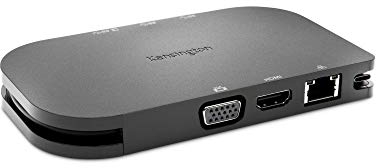 Kensington Replicador de Puertos Portátil USB-C SD1610P - Replicador de Puertos para Microsoft Surface Pro, Surface Go y Surface Book 2 con Carga de 60W - Admite 1 Monitor (K38365EU)