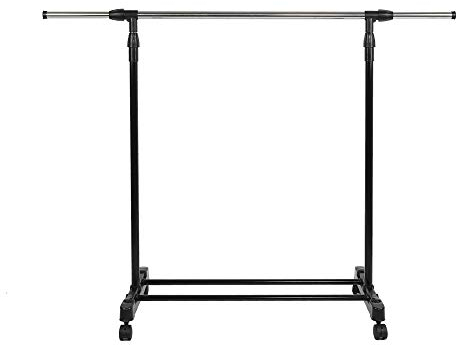 YJIIJY Mobile Teleskop-Kleiderstange, höhenverstellbar, Kleiderstange, faltbar, Kleiderständer, Garderobe, Kleiderständer, Kleiderstange, mit 4 Rollen