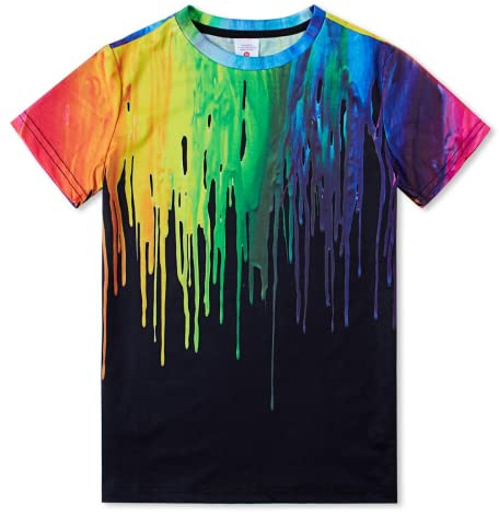 Belovecol T-Shirts 3D pour Adolescents garçons Filles T-Shirts Cool Noirs à Manches Courtes 13 Ans