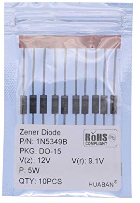 HUABAN 10PCS 1N5349B 1N5349 Power Zener Diode 5W 12V T-18 (CASE17-02) Axial Diodes 5 Watt 12 Volt