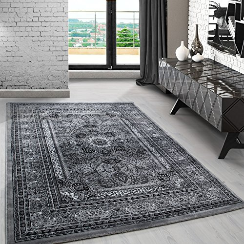 Carpetsale24 Orient Teppich 240x340 cm Grau, Klassisches Wohntextil im Landhausstil, Strapazierfähig & stilvoll für großzügige Räume oder Wohnlandschaften