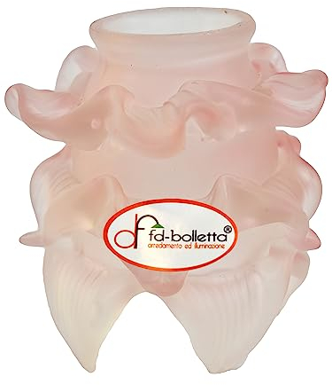 fd-bolletta arredamento e illuminazione Paralume vetro,campanella sostituzione per lampada,lampadari,ricambio paralume rosa vr3 Misure: H 11cm, Ø vetro 8,5cm, Ø esterno imboccatura 5,3cm