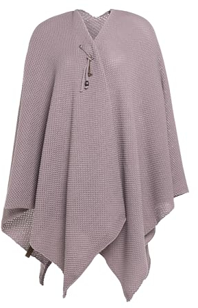 KNIT FACTORY - Jazz Poncho - Elegant Gestrickter Damen Cape - Wickelschal mit Wolle - Hochwertige Qualität - Mauve