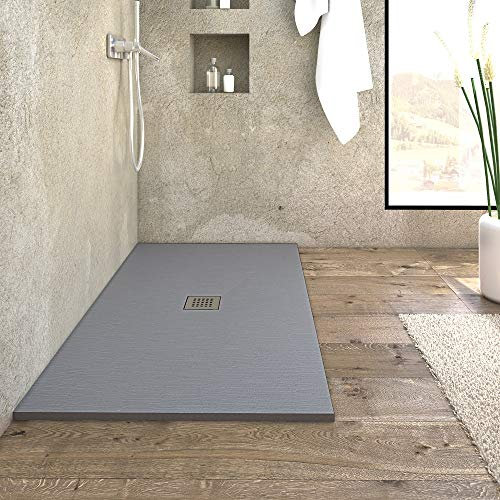 Piatto doccia 140x80 cm linea CEMENTO antracite riducibile su misura NEVADA