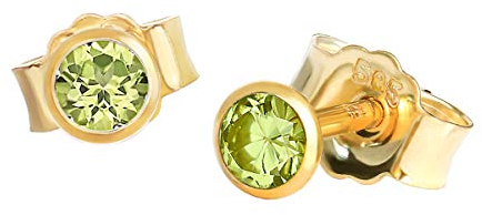 NKlaus Paar Ohrstecker echt Peridot 585 Gelbgold 14 Karat Gold 3mm kleine Ohrringe hell 7933