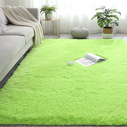 CHBIN Hochflor 180x200cm Carpet Wohnzimmer Schaffell Teppich Zottige Teppiche Faux Lammfell Flauschig für Esszimmer oder und Die Küche Cafe Lounge Sofas Usw, Grün