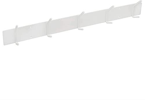 Gorillz Mystiek Large Five Garderobenleiste weiß (5,3 x 75 x 10,4 cm) I Stilvolle Wandgarderobe aus robustem Stahl mit 5 Doppel-Garderobenhaken I Kompakte & platzsparende Garderobenhakenleiste