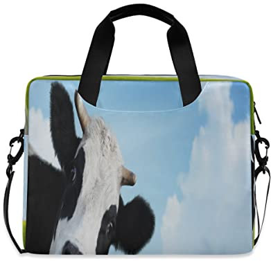Mnsruu Cow Print Blue Sky Cloud Laptop Case Bag Sleeve Briefcase Messenger Notebook Computer Bag Shoulder Strap Handle 13 14 15.6 inch