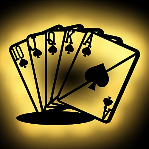 Namofactur Led Deko Wand Licht Poker Spielkarten - Geschenkideen Wohnung Familie Zimmer - Batteriebetrieb & Farbauswahl
