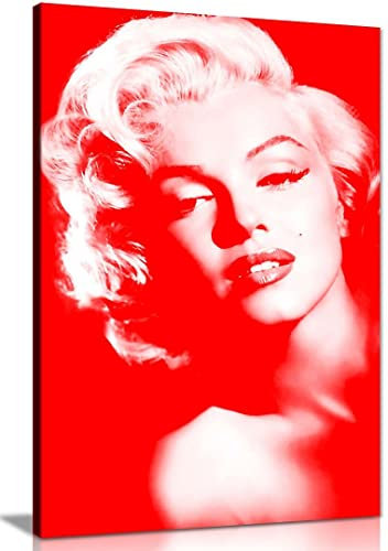 Marilyn Monroe Druck auf Leinwand, Bilder, Rot und Weiß, 46 x 31 cm