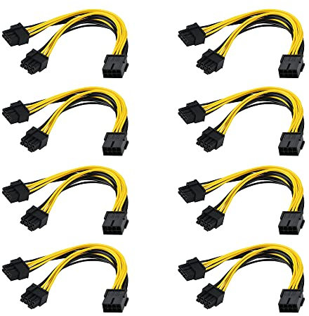 KINPOWER Câbles d'alimentation PCI-E 8 broches Femelle vers 2 x 8 broches (6+2) Mâle 30cm (Lot de 8)